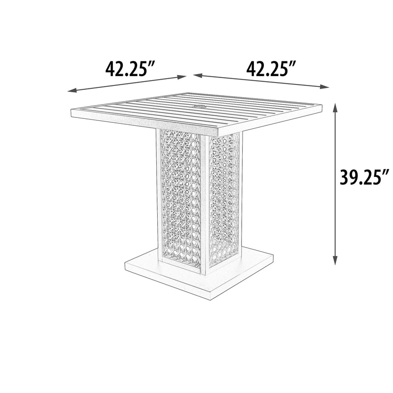 Monterey Bar Pub Table 42 Inch, Outdoor, Bridgeton Moore, Aluminum, Woven, Patio, Furniture