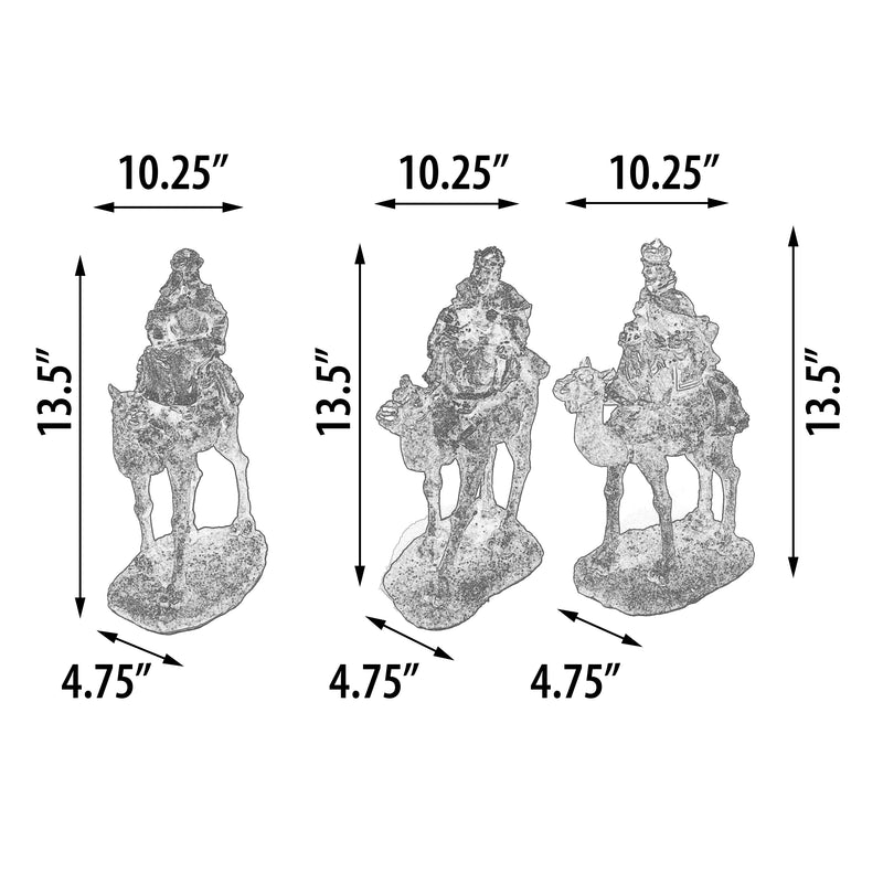 Gold Gilt Three Kings on Camels Table Statues Christmas Decoration