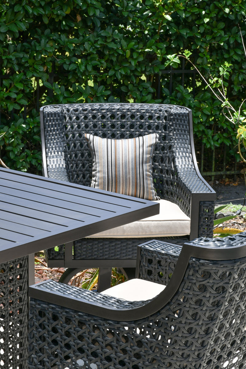 Monterey 5pc Outdoor Bar/ Pub Table and Swivel Stool Set Bridgeton Moore, Aluminum, Woven, Sumbrella Fabric, Patio, Furniture