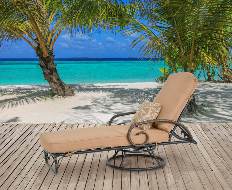 Grand Bonaire Weave Swivel Chaise Lounge, Bridgeton Moore Outdoor Aluminum, Woven Patio