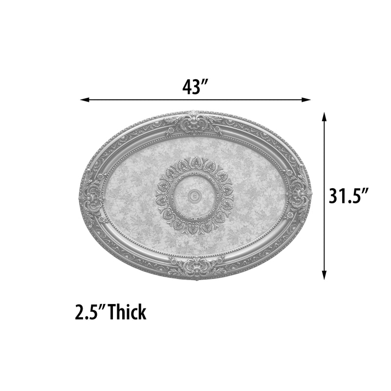 43" DIA Antique Silver Ceiling Fan Lighting Medallion DIY Decorative Lighting