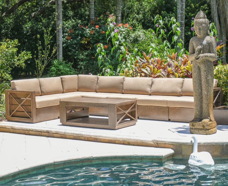 Mountain Studio Outdoor Right and Left Arm Single Seaters With Cushions Only, Aluminum, Sumbrella, Hand Made, Modern Rustic