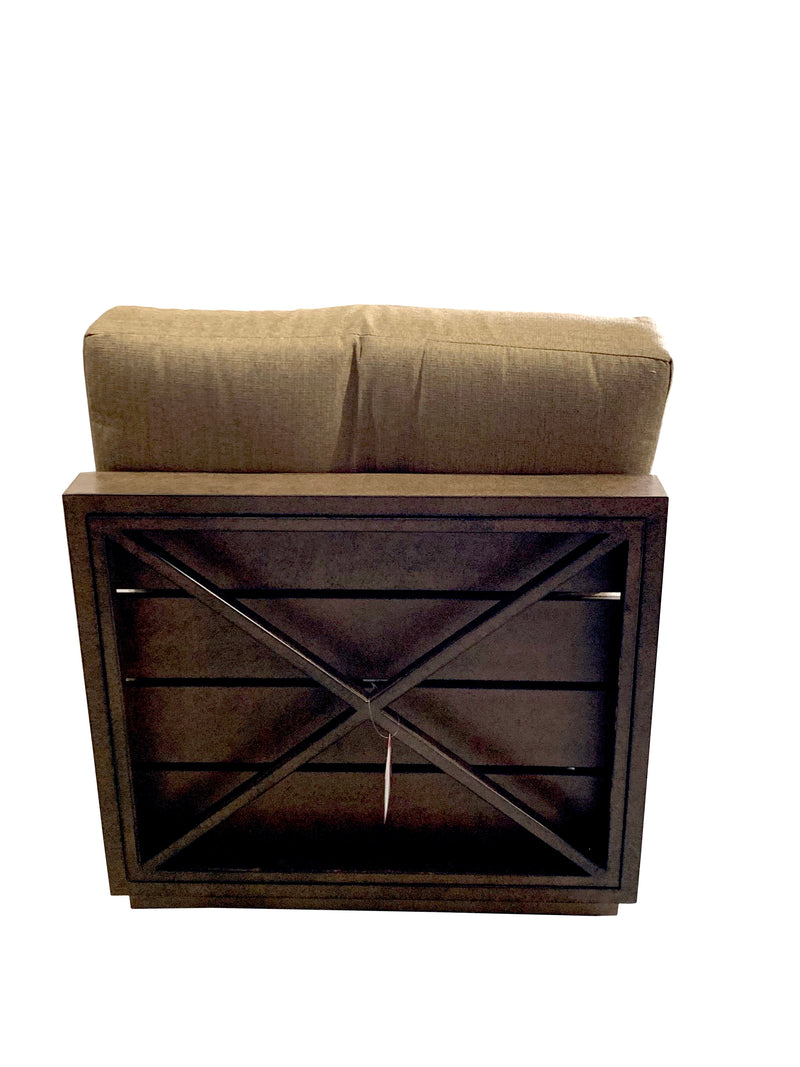 Mountain Studio Outdoor Armless Single Seater with Cushion, Aluminum, Sumbrella, Hand Made, Modern Rustic