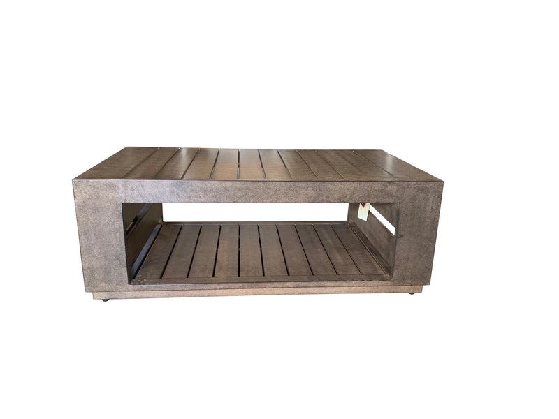 Mountain Studio Outdoor Coffee Table 50 Inch, Aluminum, Hand Made, Modern Rustic