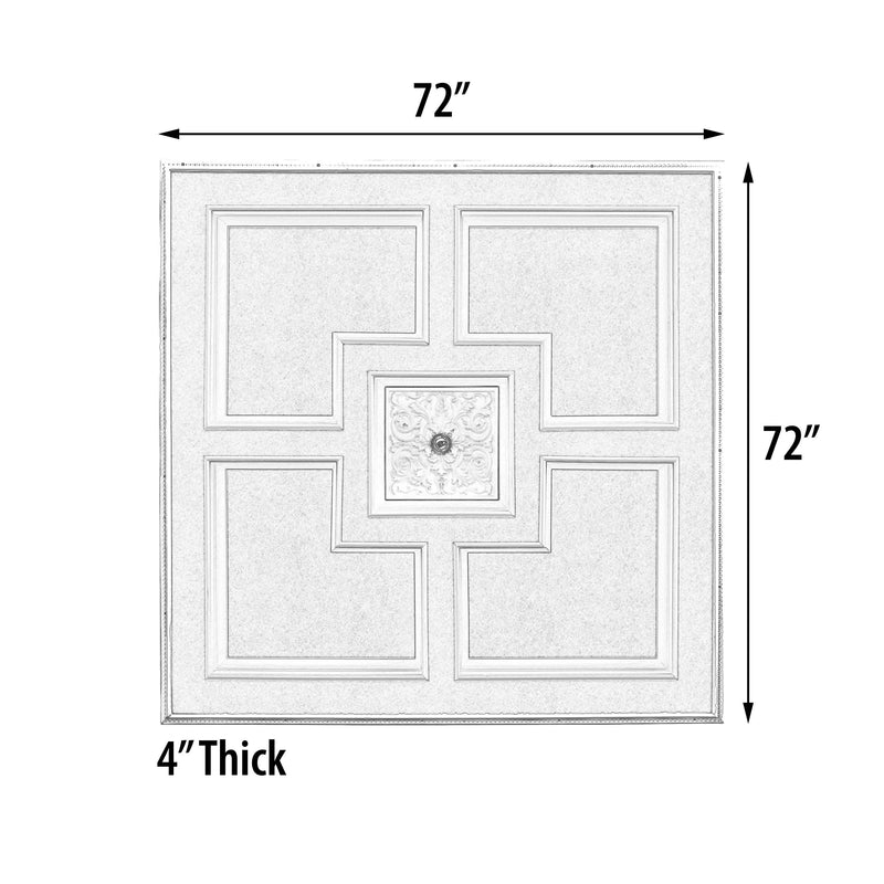 72" Dia White Majestic Square Chandelier Ceiling Medallion DIY Lighting Wall