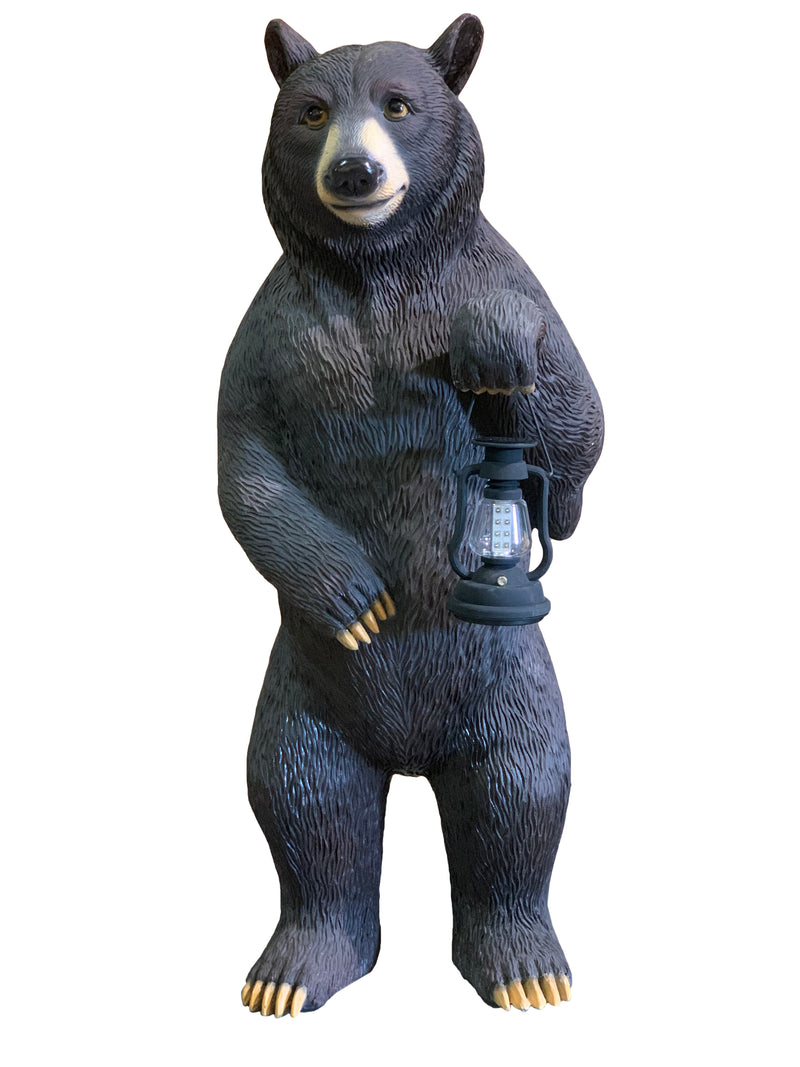 Standing Bear with Solar Lanter 3.5ft Outdoor Garden Statue