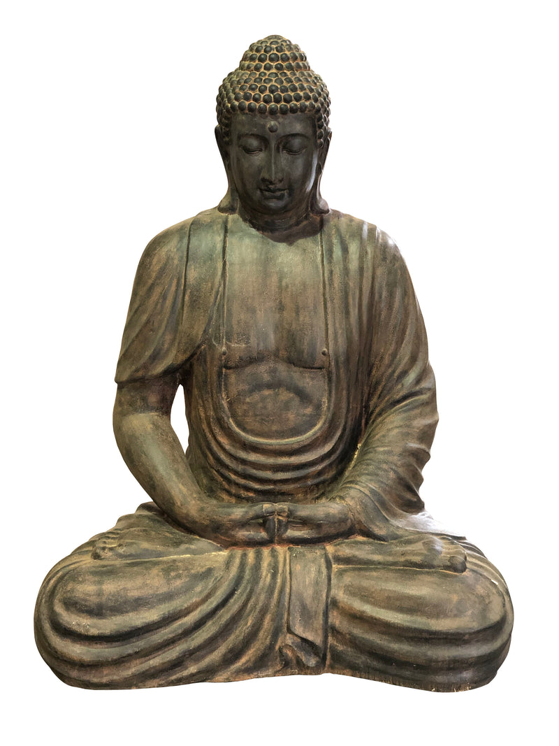 Buddha Sitting Lotus Classic Large 59 Inches Tall Black Earthy Finish Indoor Outdoor, Statue,Garden,Sculpture