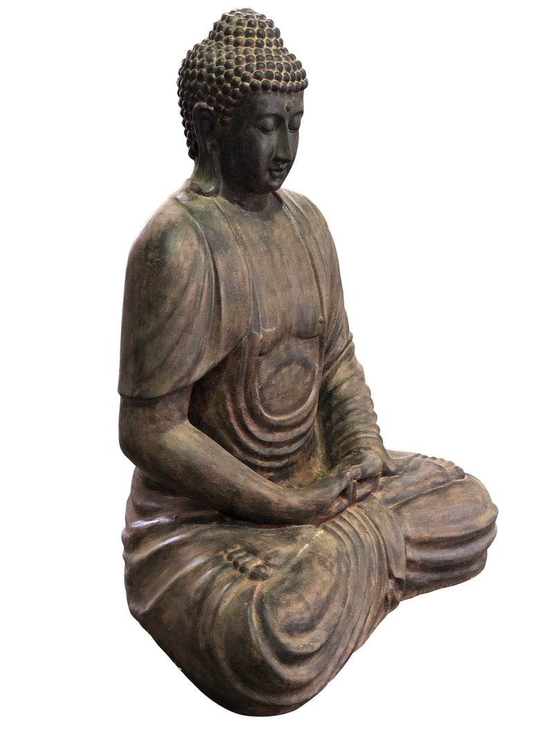 Buddha Sitting Lotus Classic Large 59 Inches Tall Black Earthy Finish Indoor Outdoor, Statue,Garden,Sculpture