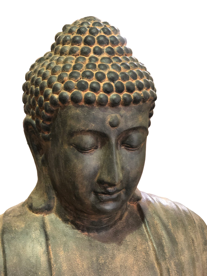 Buddha Sitting Lotus Classic Large 59 Inches Tall Black Earthy Finish Indoor Outdoor, Statue,Garden,Sculpture