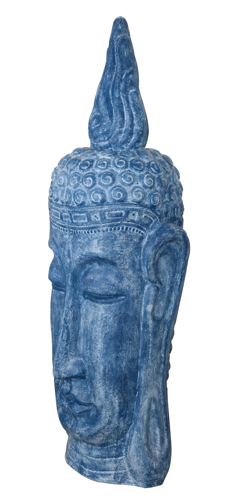Buddha Head Bust X Large Blue Wash Finish Inches 63 Inches Tall Indoor Outdoor Hand Cast and Hand Finished