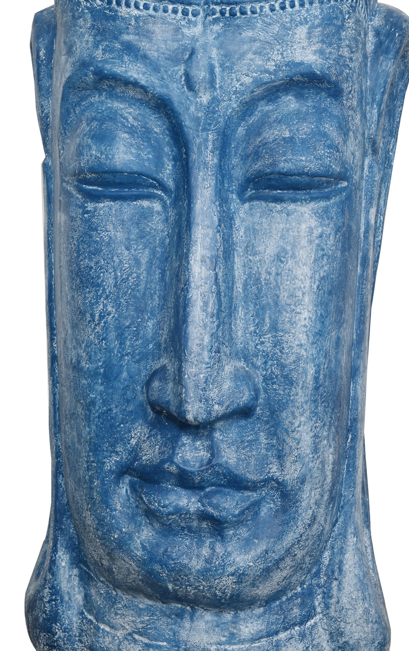 Buddha Head Bust X Large Blue Wash Finish Inches 63 Inches Tall Indoor Outdoor Hand Cast and Hand Finished