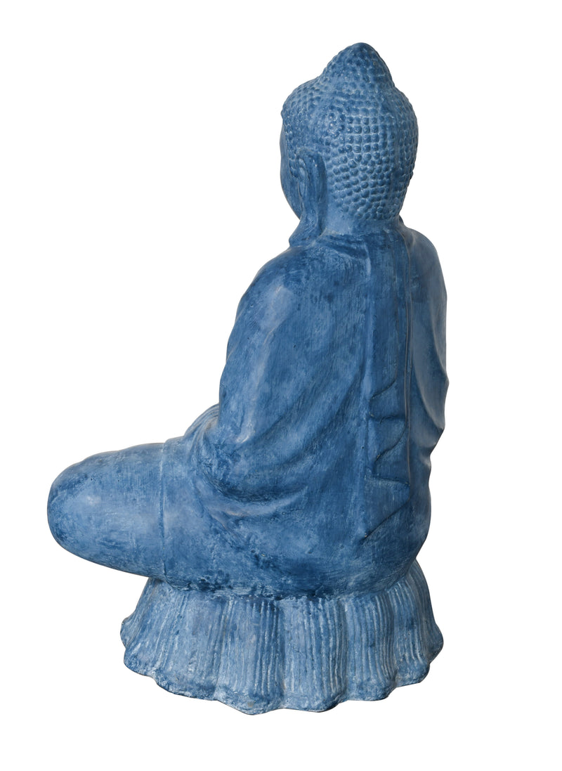 Buddha Sitting Lotus 30 Inch  Blue Stone Stone Finish Indoor Outdoor Hand Cast and Hand Finished