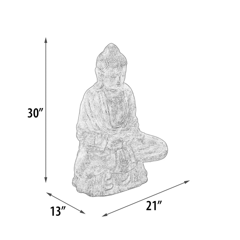 Buddha Sitting Lotus 30 Inch  Blue Stone Stone Finish Indoor Outdoor Hand Cast and Hand Finished