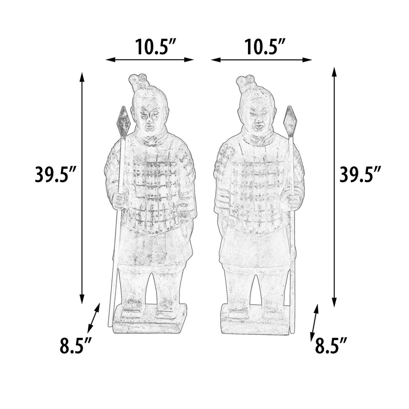 Pair Of Standing Soldiers 40" Tall With Black Earthy Finish
