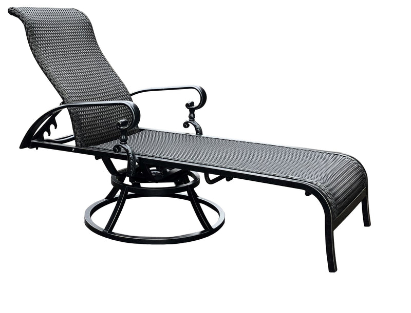 Wyndemere Lounge, Chaise, Swivel Outdoor Aluminum, Woven, Black, Bridgeton Moore Patio
