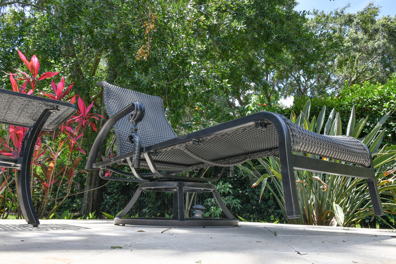 Wyndemere Lounge, Chaise, Swivel Outdoor Aluminum, Woven, Black, Bridgeton Moore Patio
