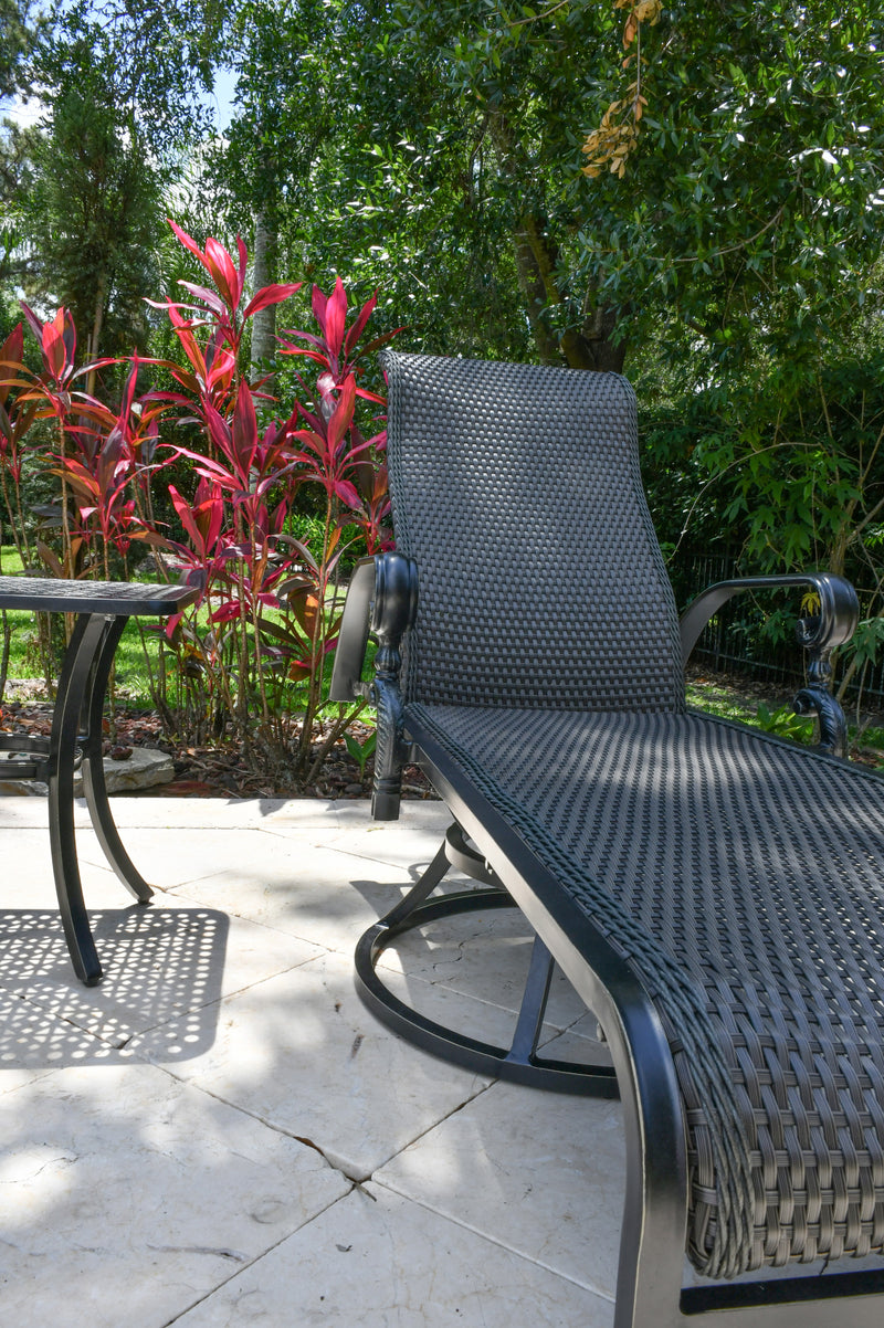 Wyndemere Lounge, Chaise, Swivel Outdoor Aluminum, Woven, Black, Bridgeton Moore Patio