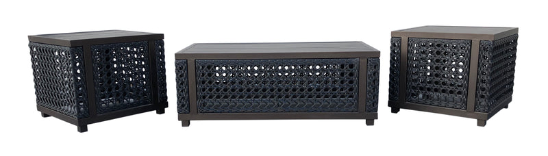 Monterey 3pc Outdoor Coffee Table Set, Bridgeton Moore, Aluminum, Woven