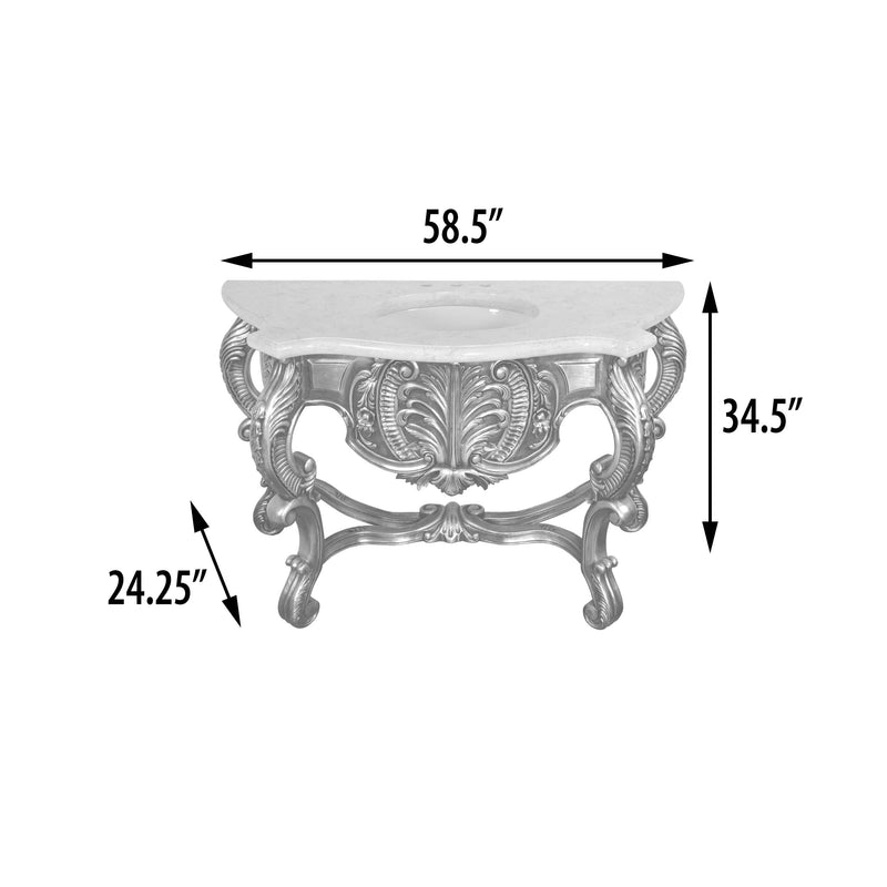 Platine Hand Carved Vanity  w Sink and Creama Marfil Marble