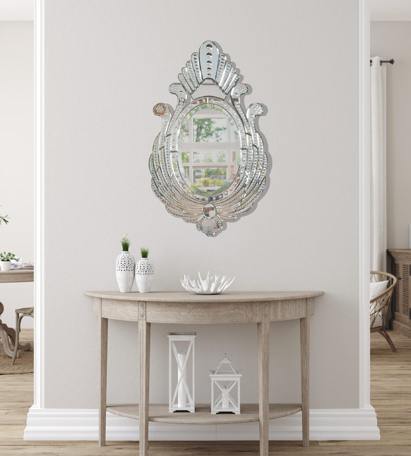 Venetian Style Premium Royal Peacock Mirror 36 Inches, Entry, Hall, Bathroom, Glam Room