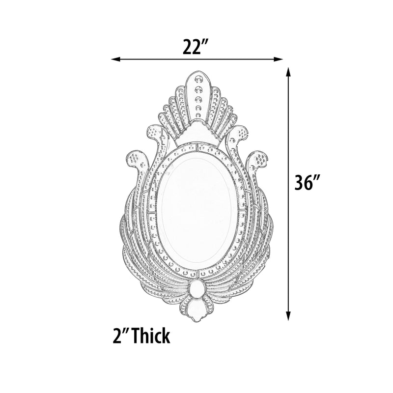 Venetian Style Premium Royal Peacock Mirror 36 Inches, Entry, Hall, Bathroom, Glam Room