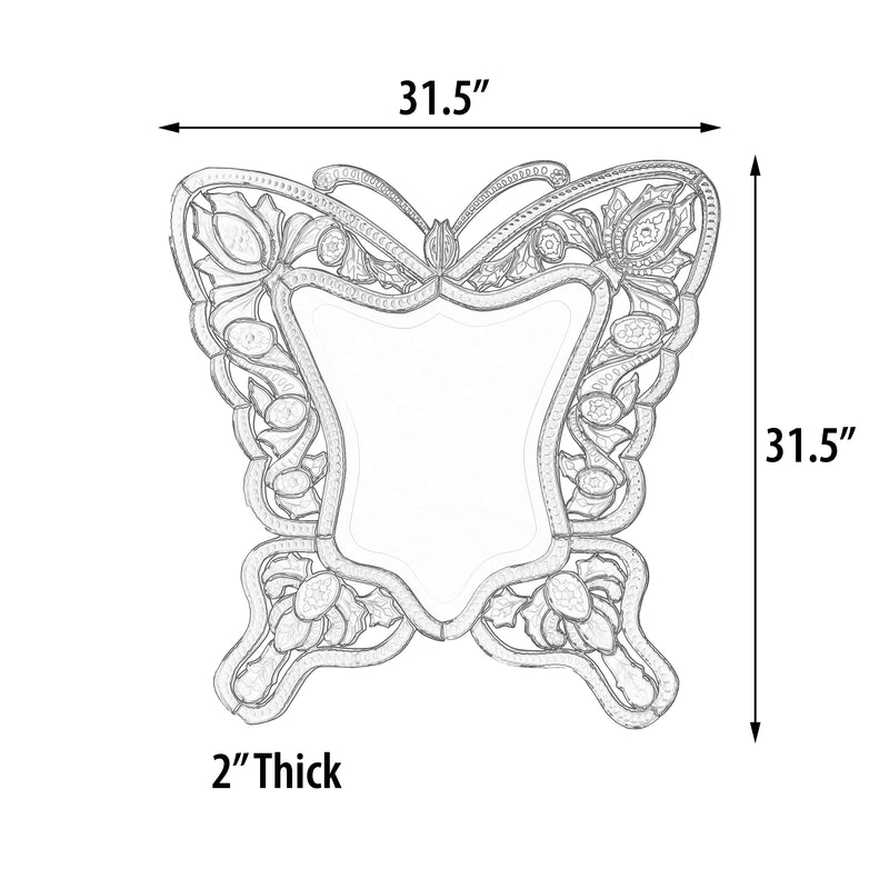Venetian Style Premium Butterfly Mirror 36 Inches, Entry, Hall, Bathroom, Glam Room