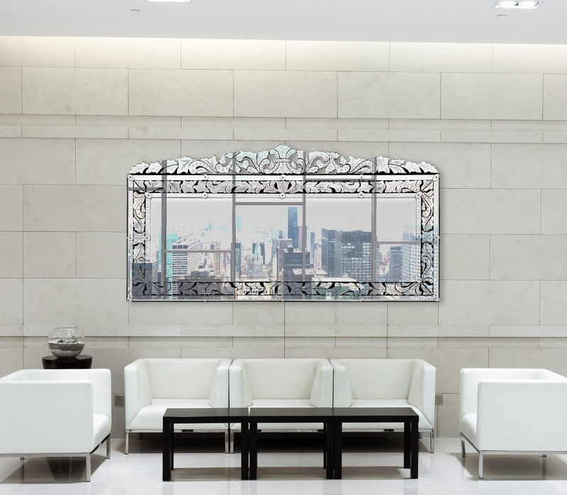 Venetian Style Premium Palatial Grand Wall Mirror 78.75 Inches Wide, Buffet,Credenza,Entry,Hall