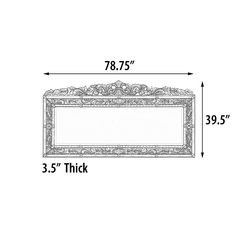 Venetian Style Premium Palatial Grand Wall Mirror 78.75 Inches Wide, Buffet,Credenza,Entry,Hall