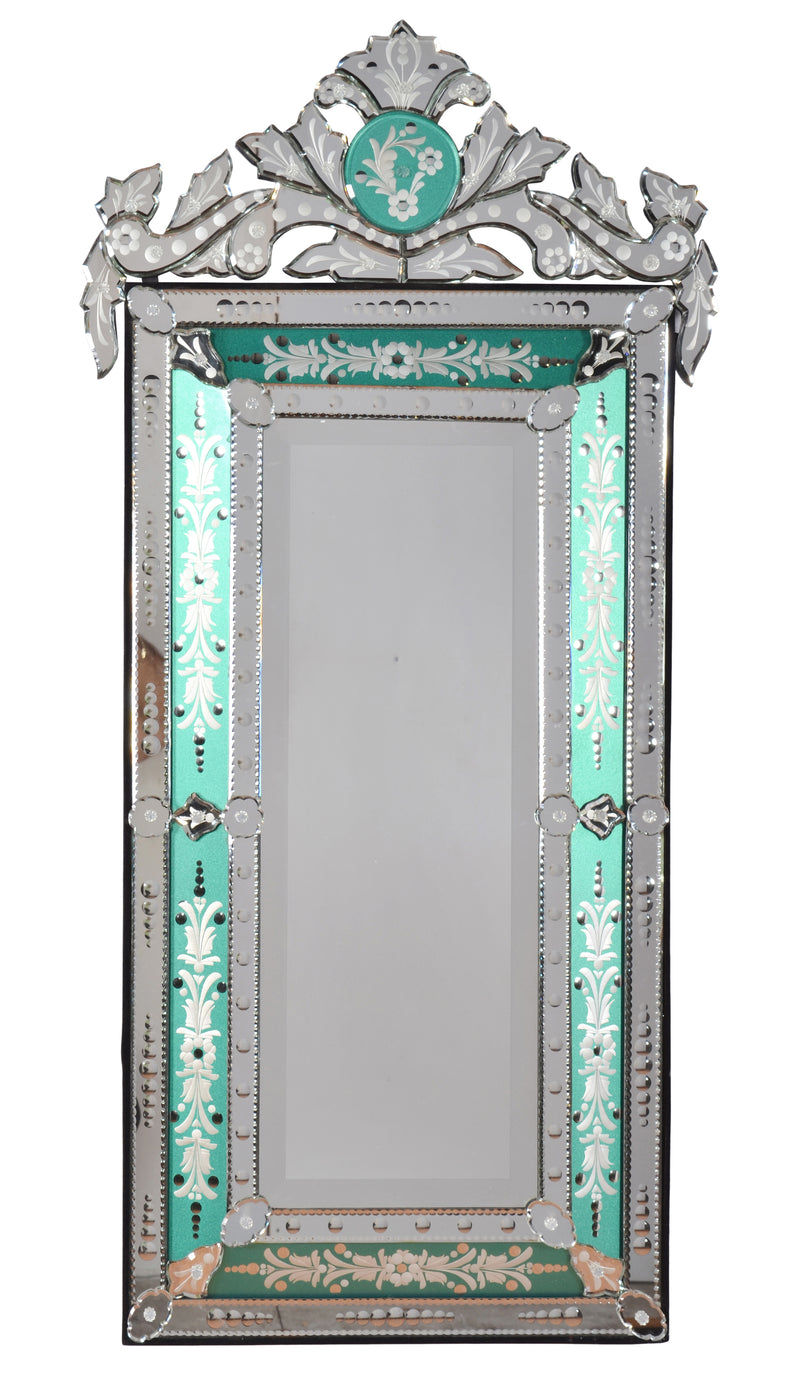 Venetian Style Premium Sea Foam Mirror 47.25 Inches Tall, Entry, Hall, Bathroom, Glam Room