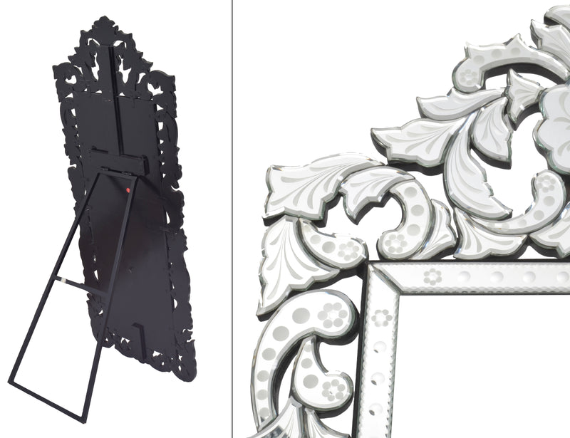 Venetian Style Premium Chevall Mirror 70.62 Inches Tall with Stand, Dressing, Full Length, Valet