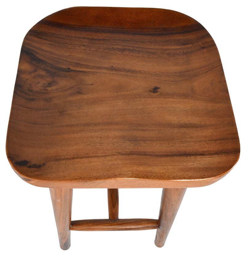 Contoured Suar Wood Bar Stool