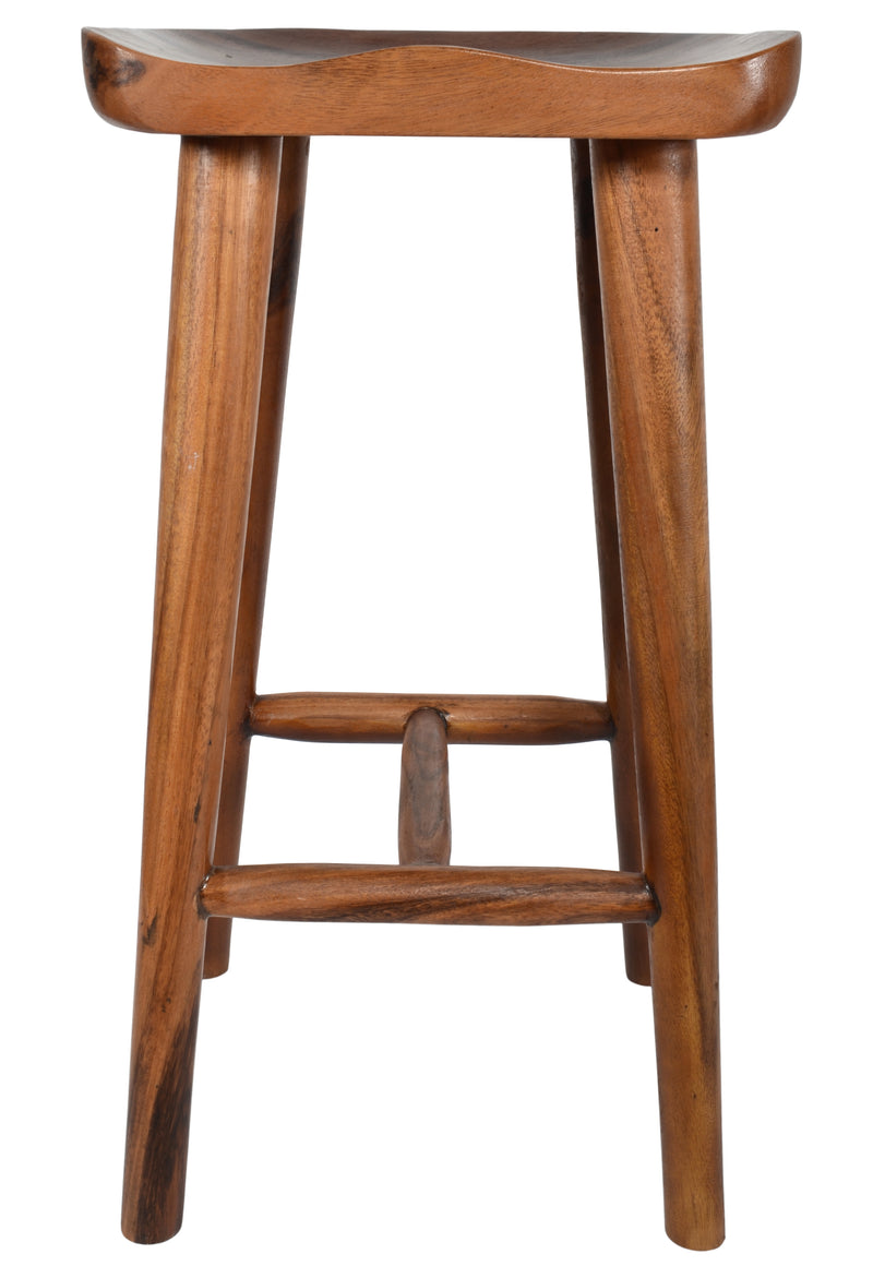 Contoured Suar Wood Bar Stool
