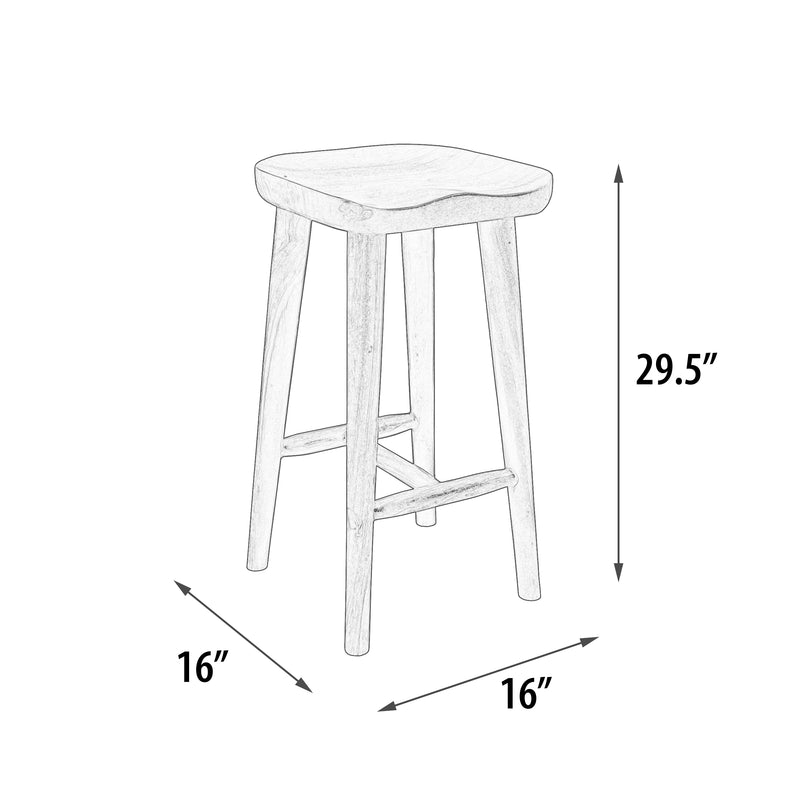 Contoured Suar Wood Bar Stool