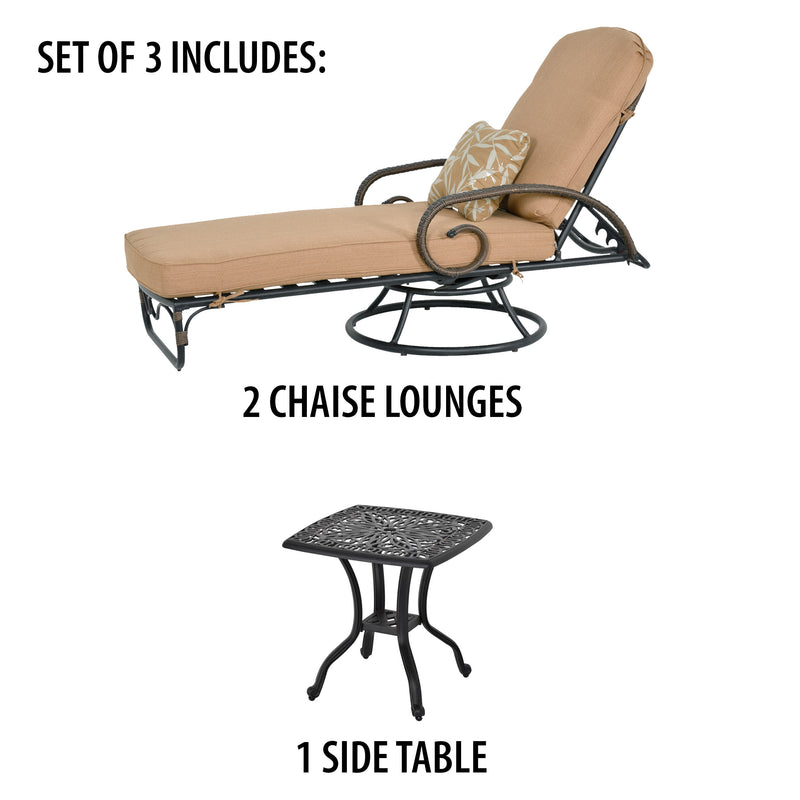 Grand Bonaire Weave Swivel Chaise Lounge Set of 3