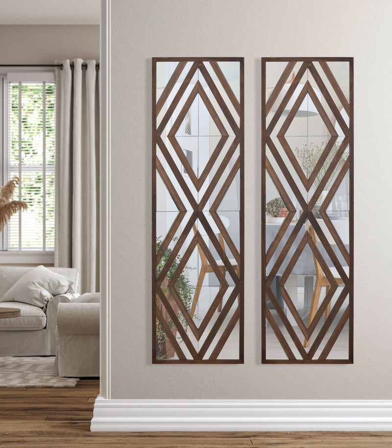 Brown Modern Aspen Double Diamond 72 Inch Wall Accent Mirror