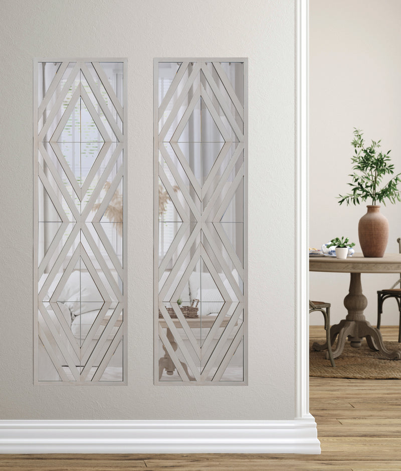 Silver Modern Aspen Double Diamond 72 Inch Wall Accent Mirror