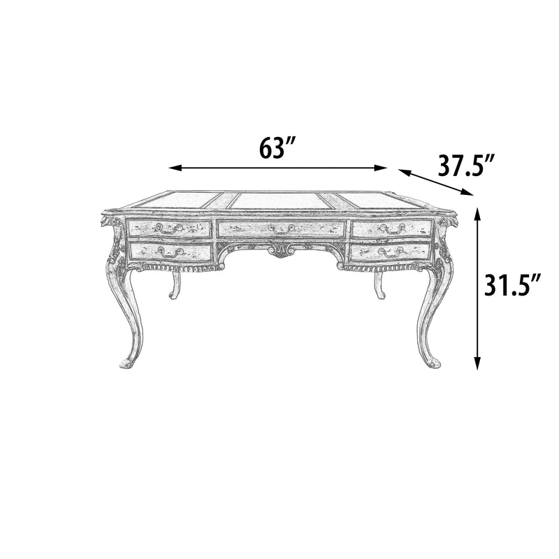 Large Mahogany 5 Drawer Writing Desk 63"W