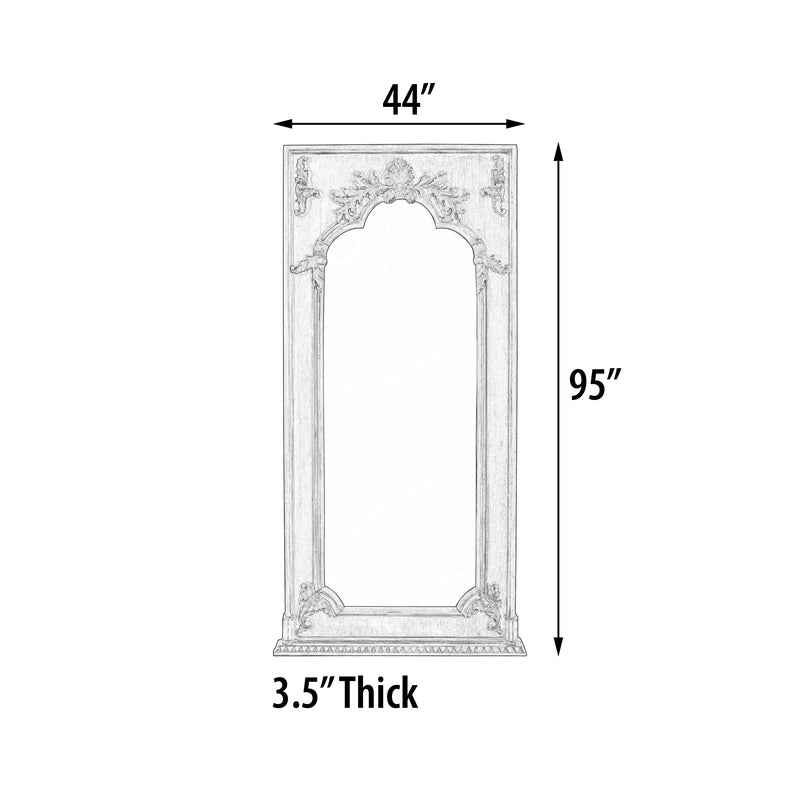 Grand Carved Mahogany Leaner Floor Mirror 46"W x 94"H