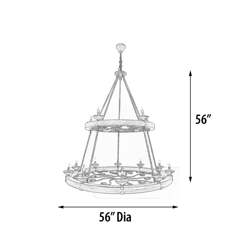 Two Tier Ridge Line 56" Chandelier