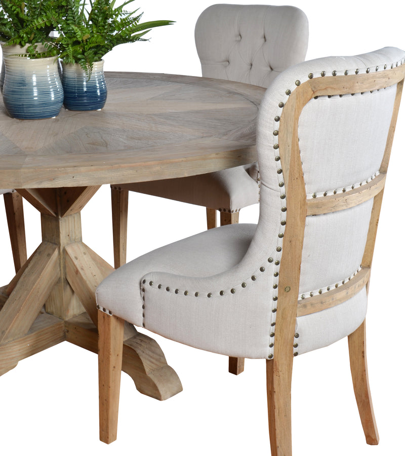 Inverness Farmhouse Reclaimed Pine 60 Inch Round Table Dining Set 5