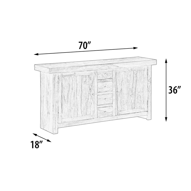 Cinnamon Amber Sideboard Credenza, Cabinet, Entertainment 70  Inch Solid Sheesham Wood Hand Made