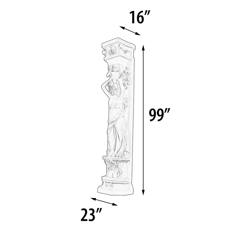 Roman Girl With Bowl Pilaster Stone Cast