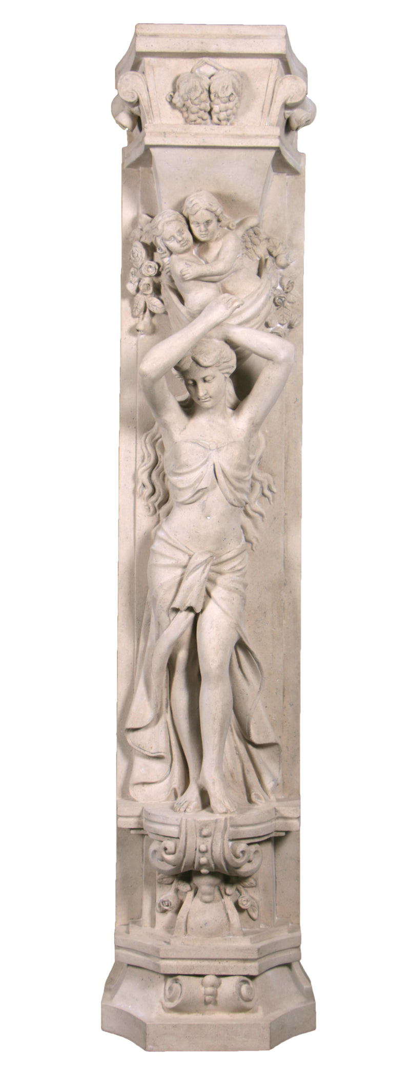 Roman Girl Pilaster Stone Cast