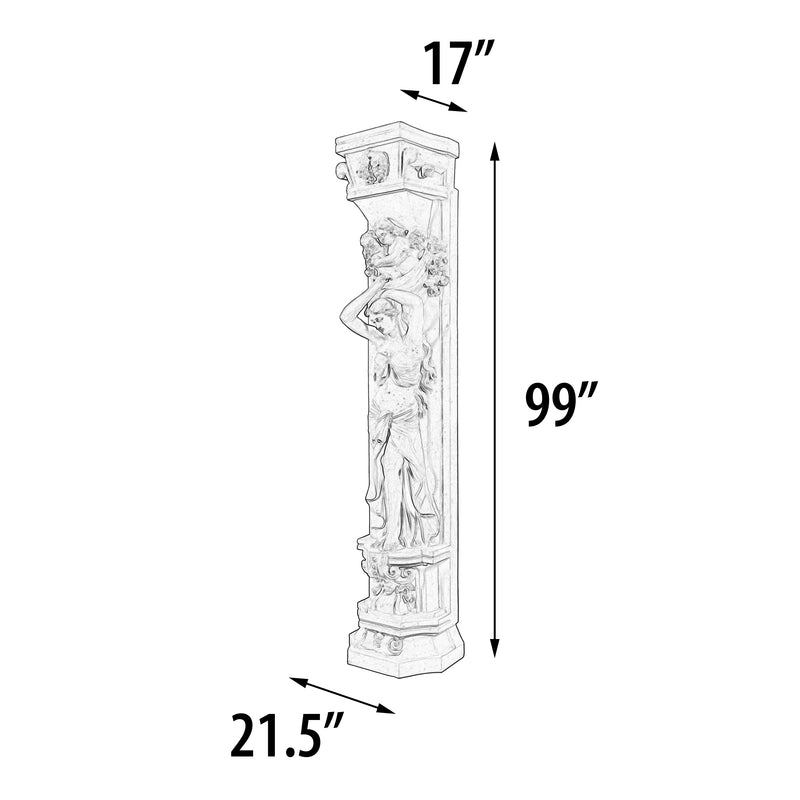 Roman Girl Pilaster Stone Cast