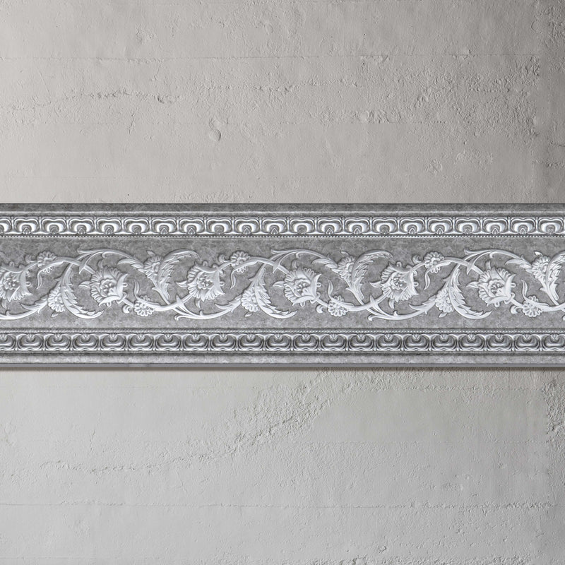 Grey with Silver Chair Rail 94 Inch