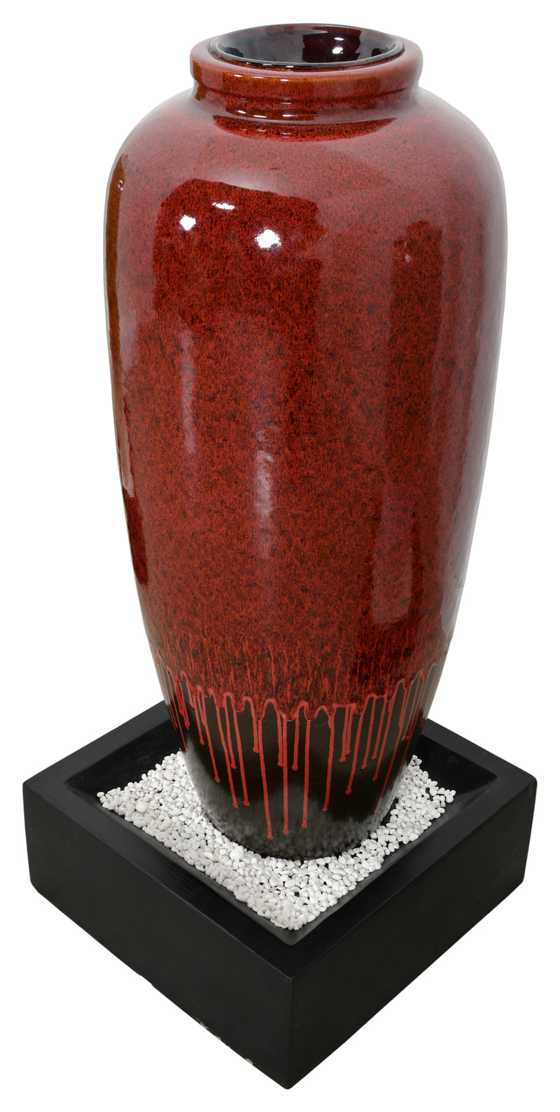 Red Bubbling Outdoor Garden Vase Fountain 45 inches