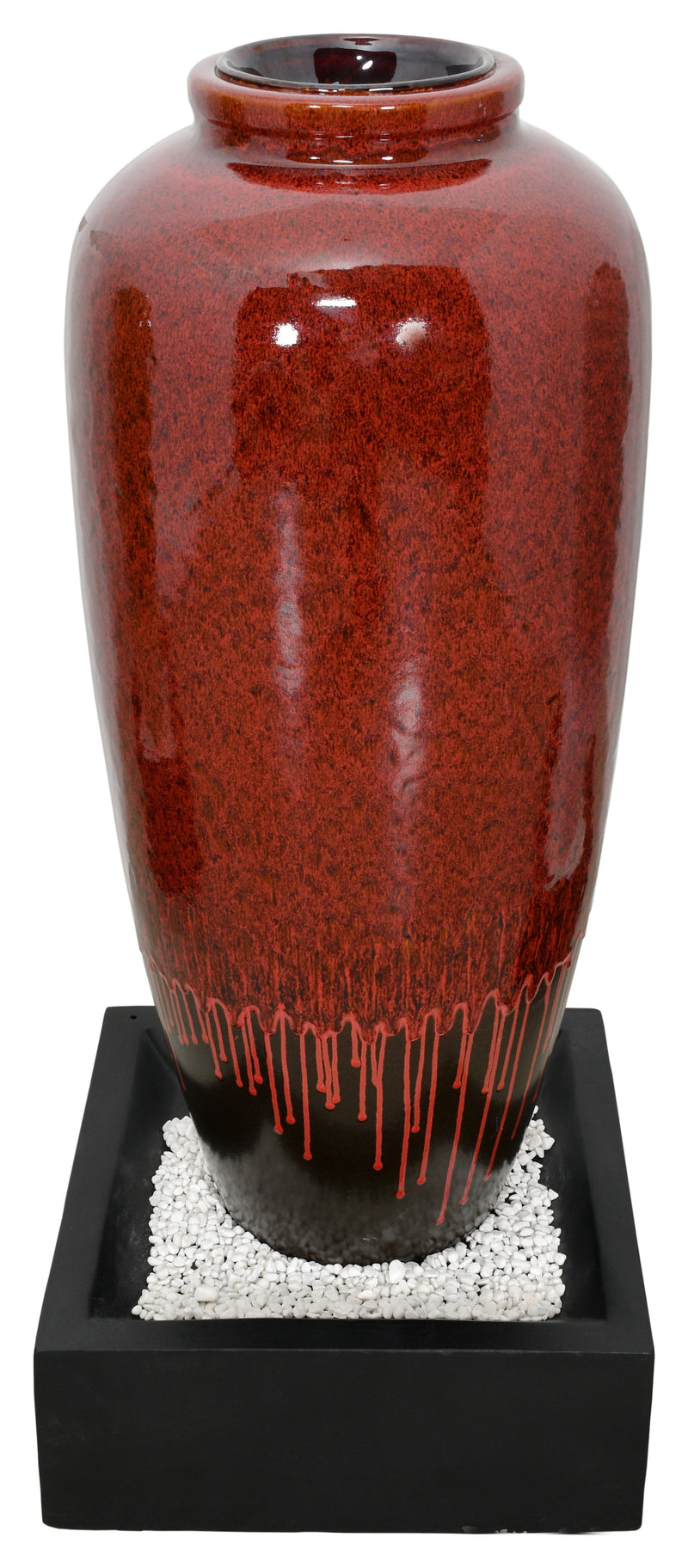 Red Bubbling Outdoor Garden Vase Fountain 45 inches