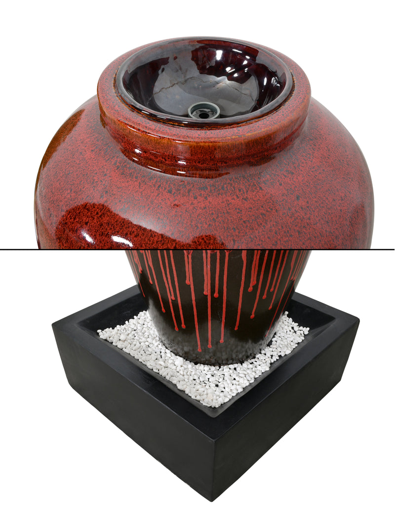 Red Bubbling Outdoor Garden Vase Fountain 45 inches