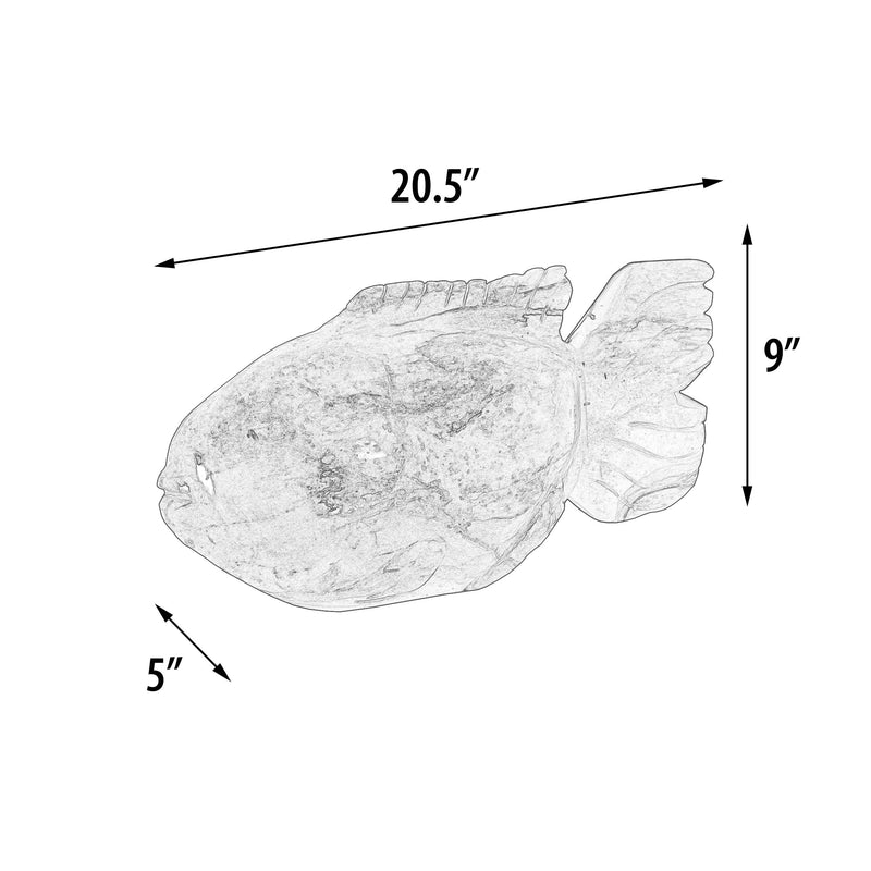 Mountain Studios Petrified Wood Fish 21 Inch Authentic Specimen, Fossil, Stone Artist Sculpture