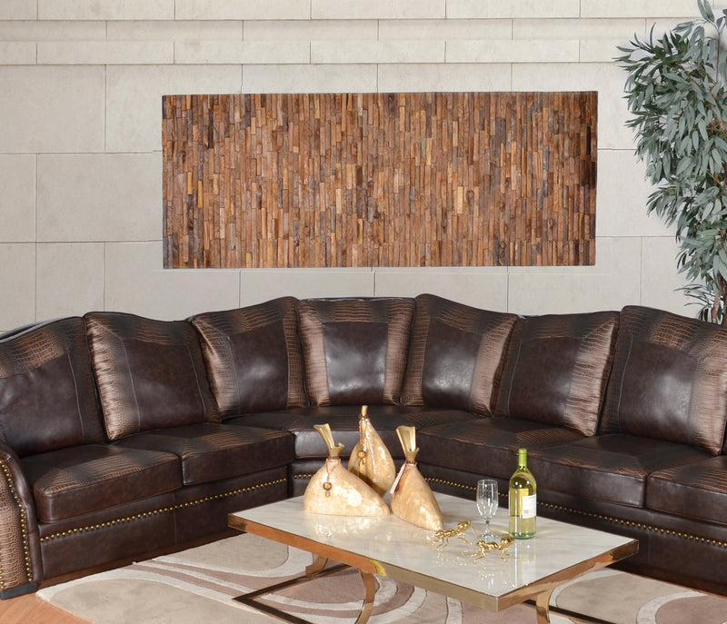 Mountain Studios Reclaimed Teak Parquet Panel 98.5 Inch, Hand Made, Wall,Art,Modern,Rustic